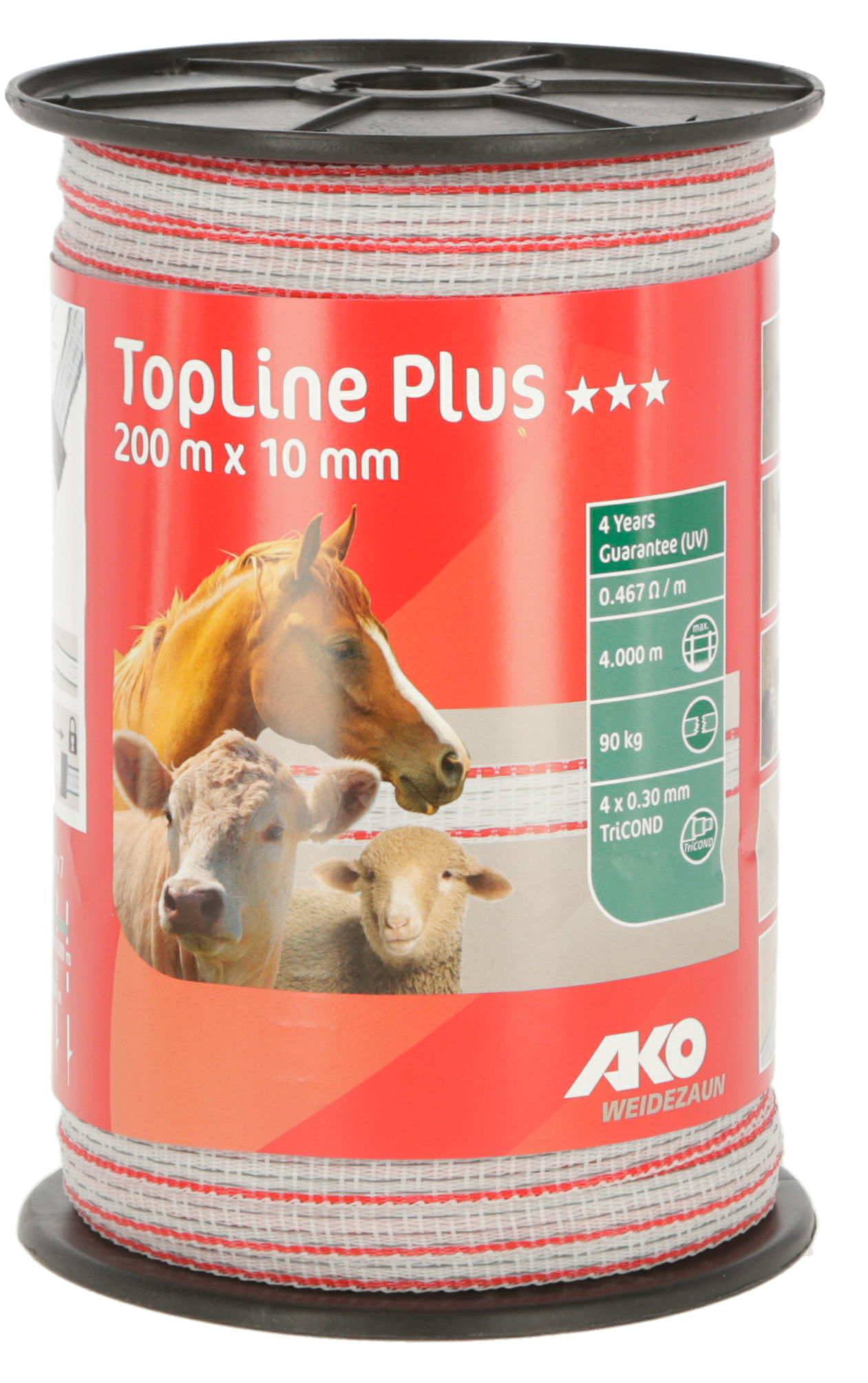 AKO Weidezaunband TopLine Plus 10 mm weiß/rot