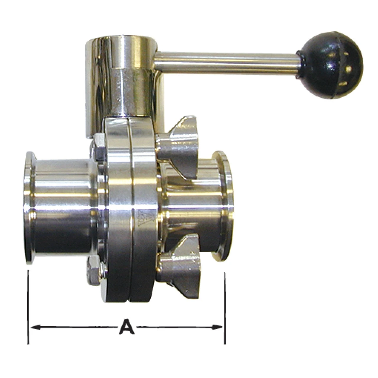 Butterfly Valve for 1.5 inch SS clamp x clamp - 316 stainless steel 4999-1000-986