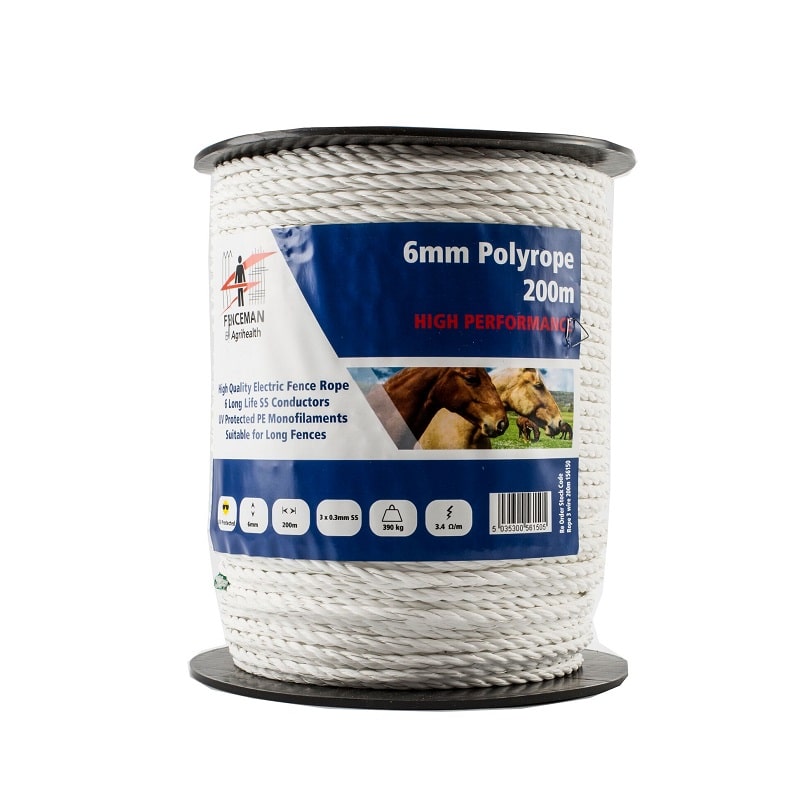 Fenceman 6mm high performance polyrope 200m