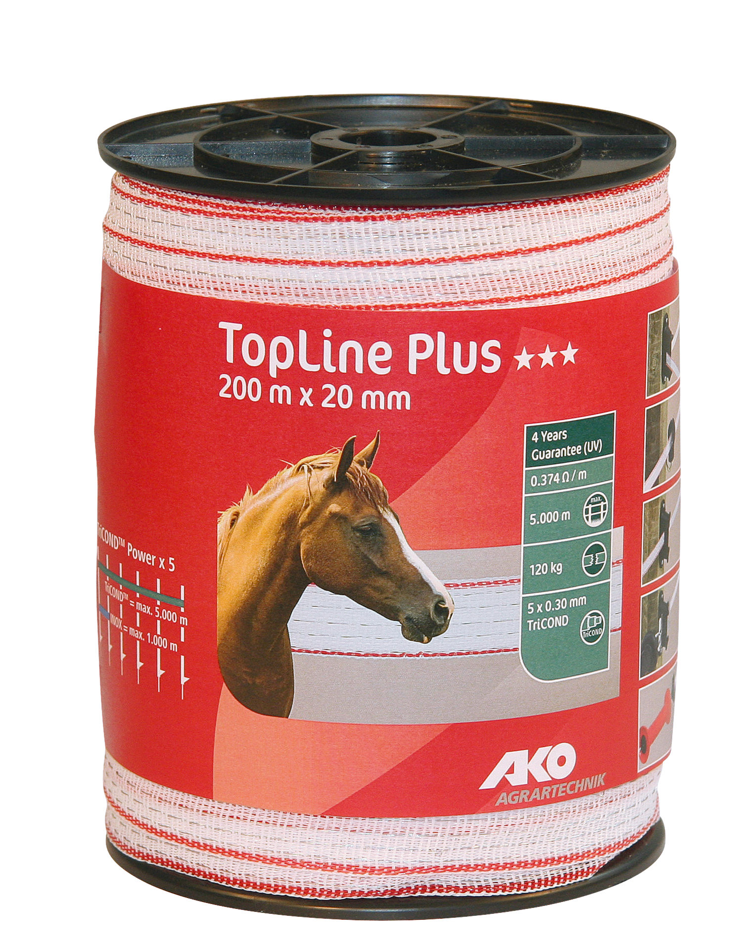 AKO Weidezaunband TopLine Plus 20 mm weiß/rot
