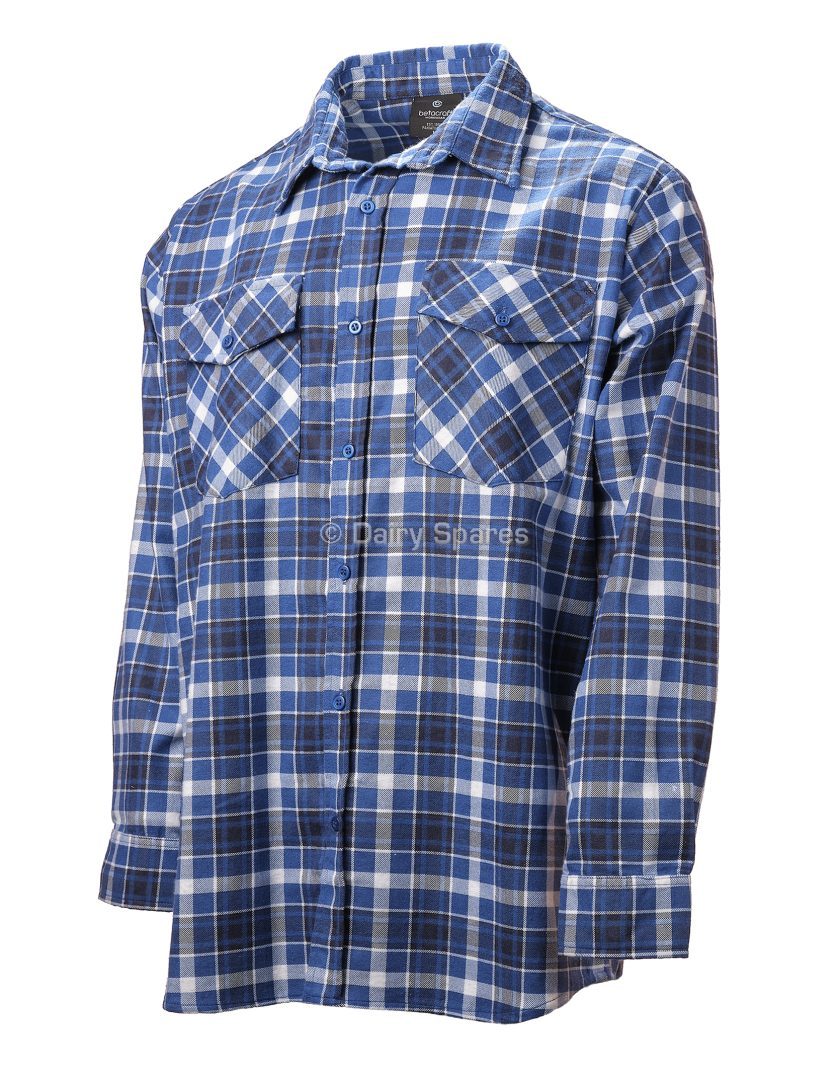 Betacraft Brushed Cotton Long Sleeved Shirt Blue Check – BCF60F BCF60F
