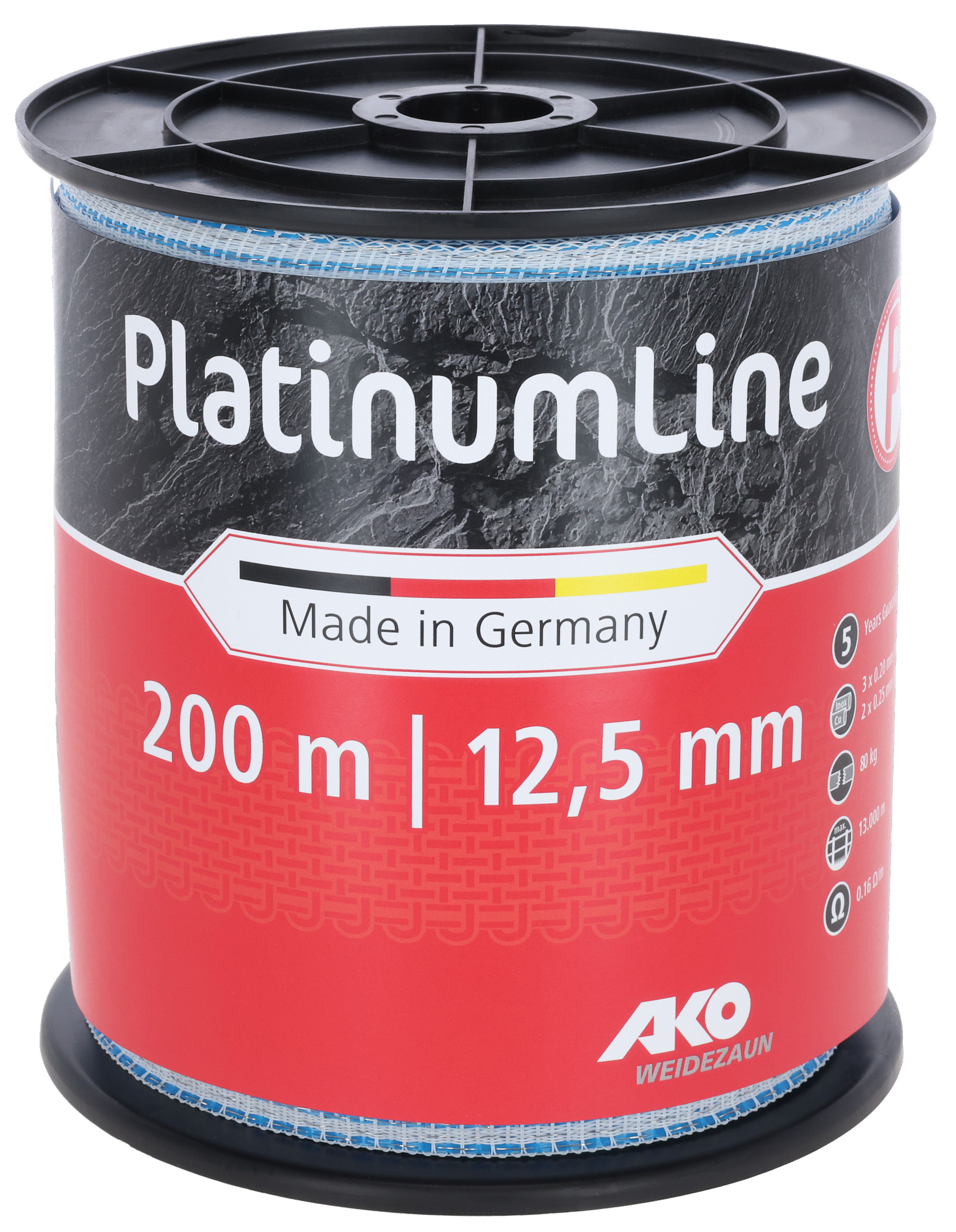 AKO Weidezaunband PlatinumLine 12,5 mm weiß/blau | 200 m