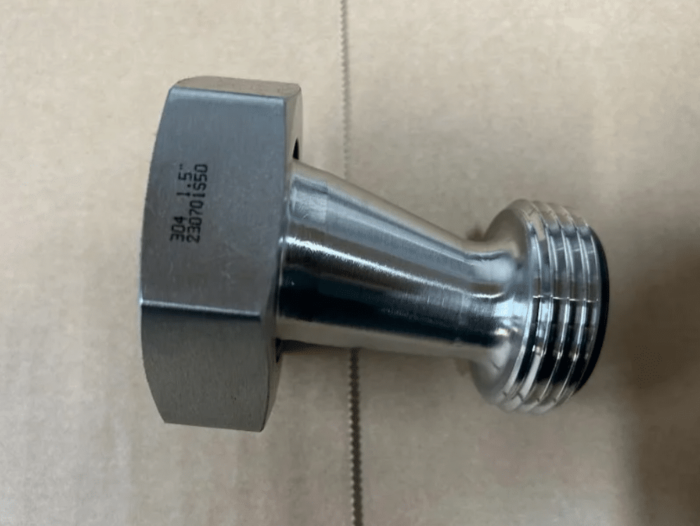 Stainless Steel Eccentric Reducer 1,5″ RJT Female to 1″ RJT SSF01