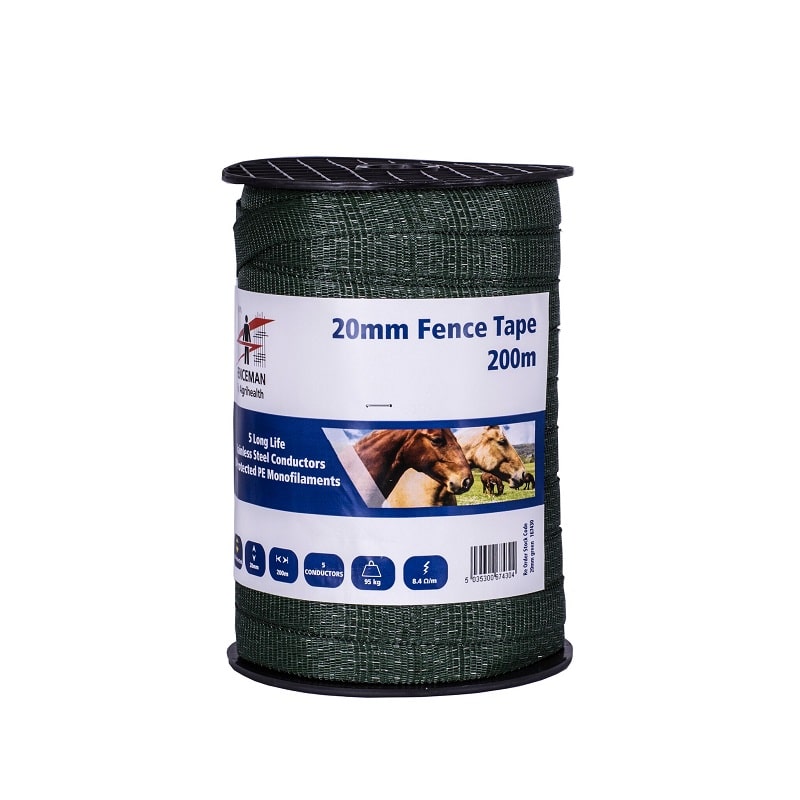 Fenceman 20mm Standard Green Tape 200m