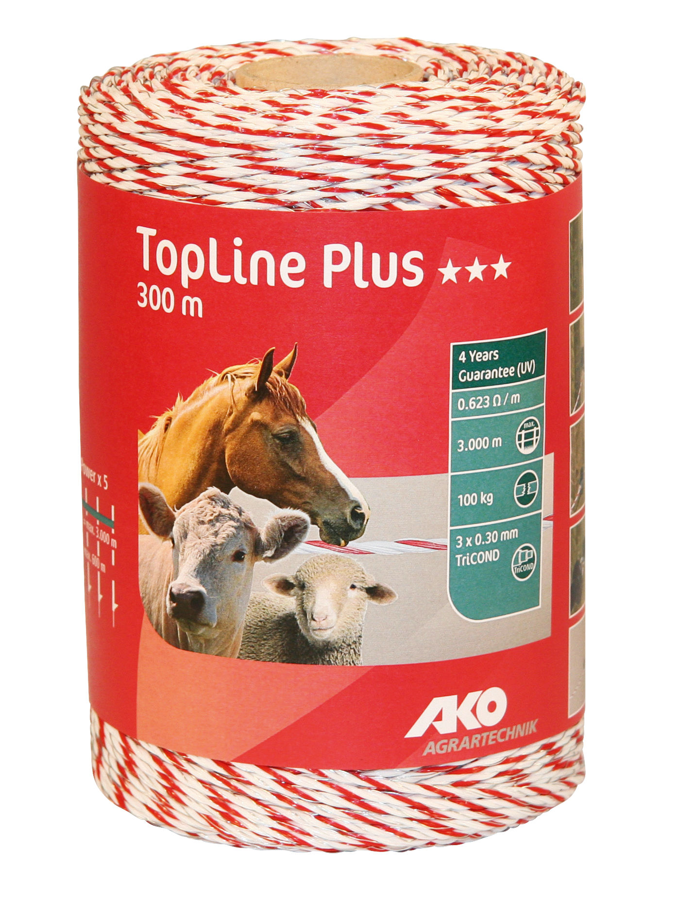 AKO Weidezaunlitze TopLine Plus weiß/rot