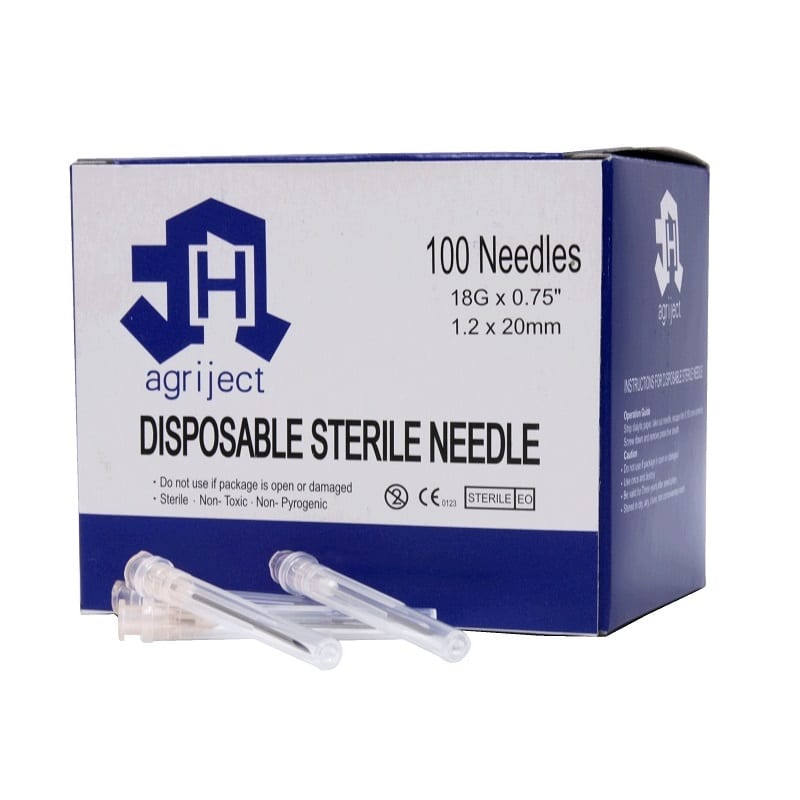 Agriject poly hub needles – various sizes OF 100