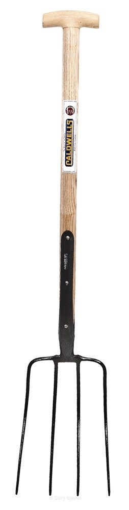 Wooden ‘T’ Handle 4 Prong Muck Fork Strapped – SH60 SH60
