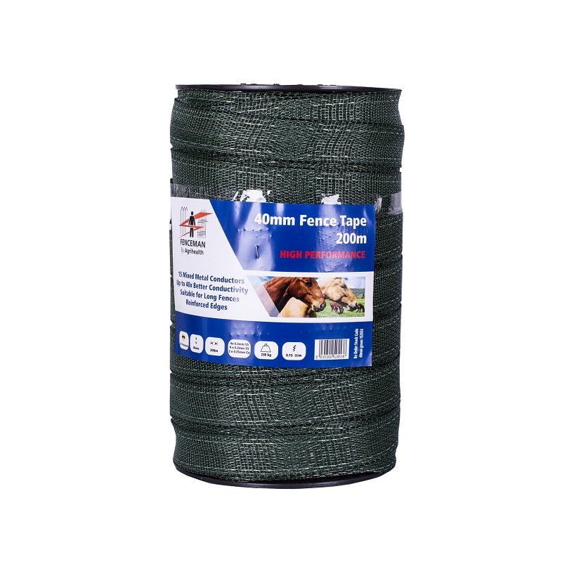 Fenceman 40mm high performance green tape 200m