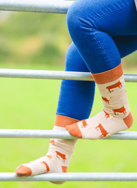 Country Moos Hereford Cattle Crew Socks