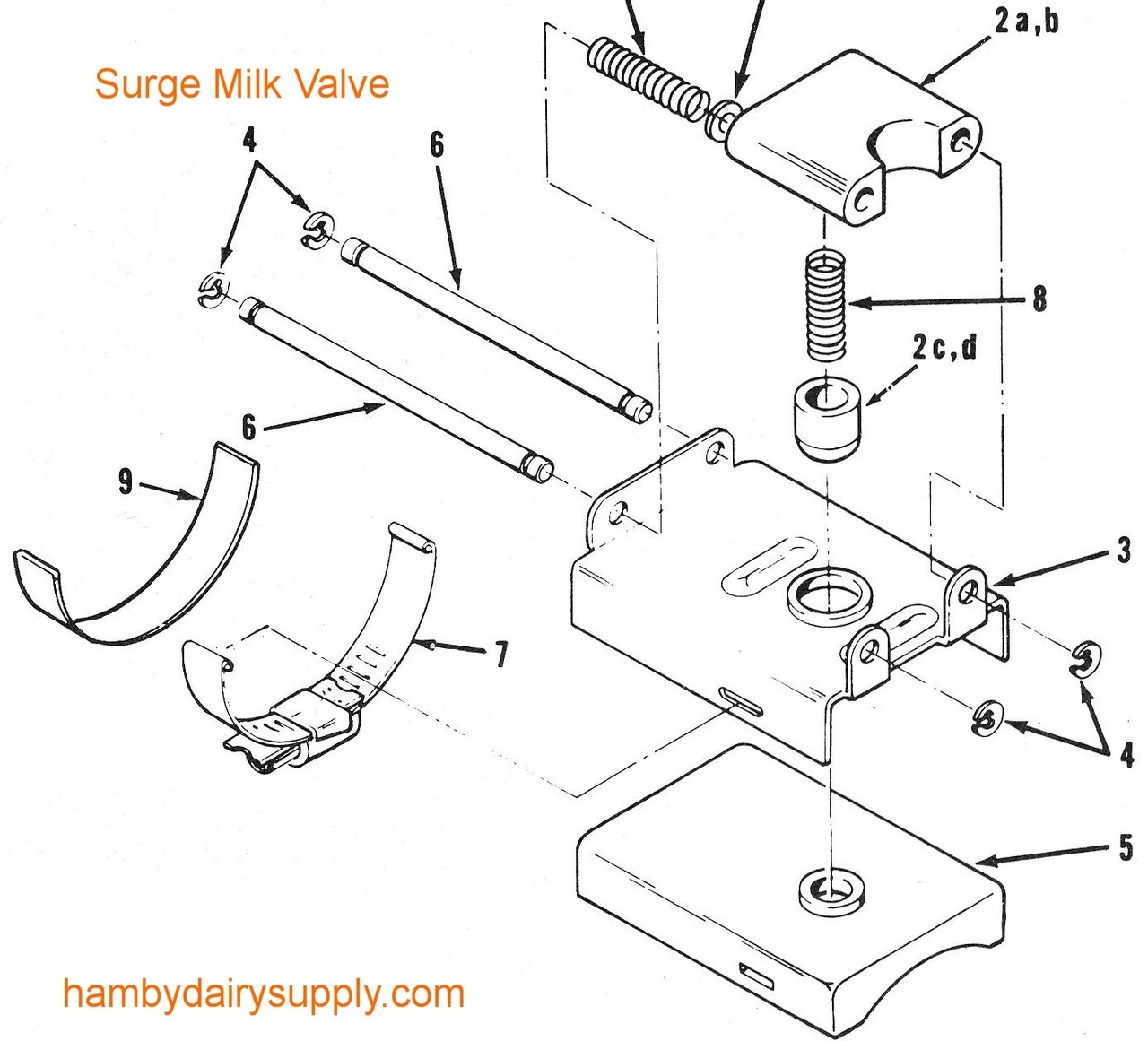 Spare Parts for 9/16 Surge® Horizontal Milk Valve 14 mm