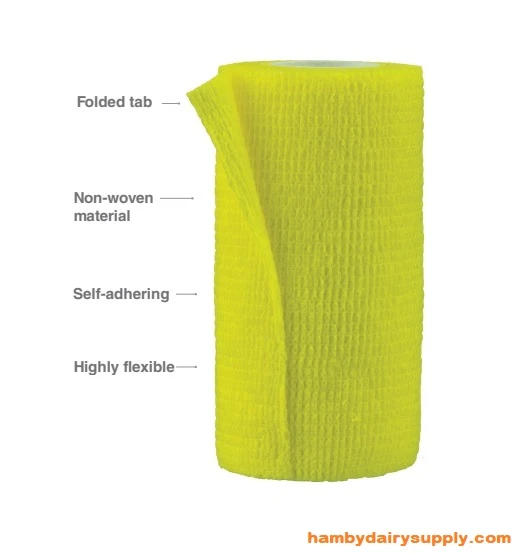 Overstock Sale! Yellow - Cohesive Flexible Bandage 4 inch x 5 yards stretched