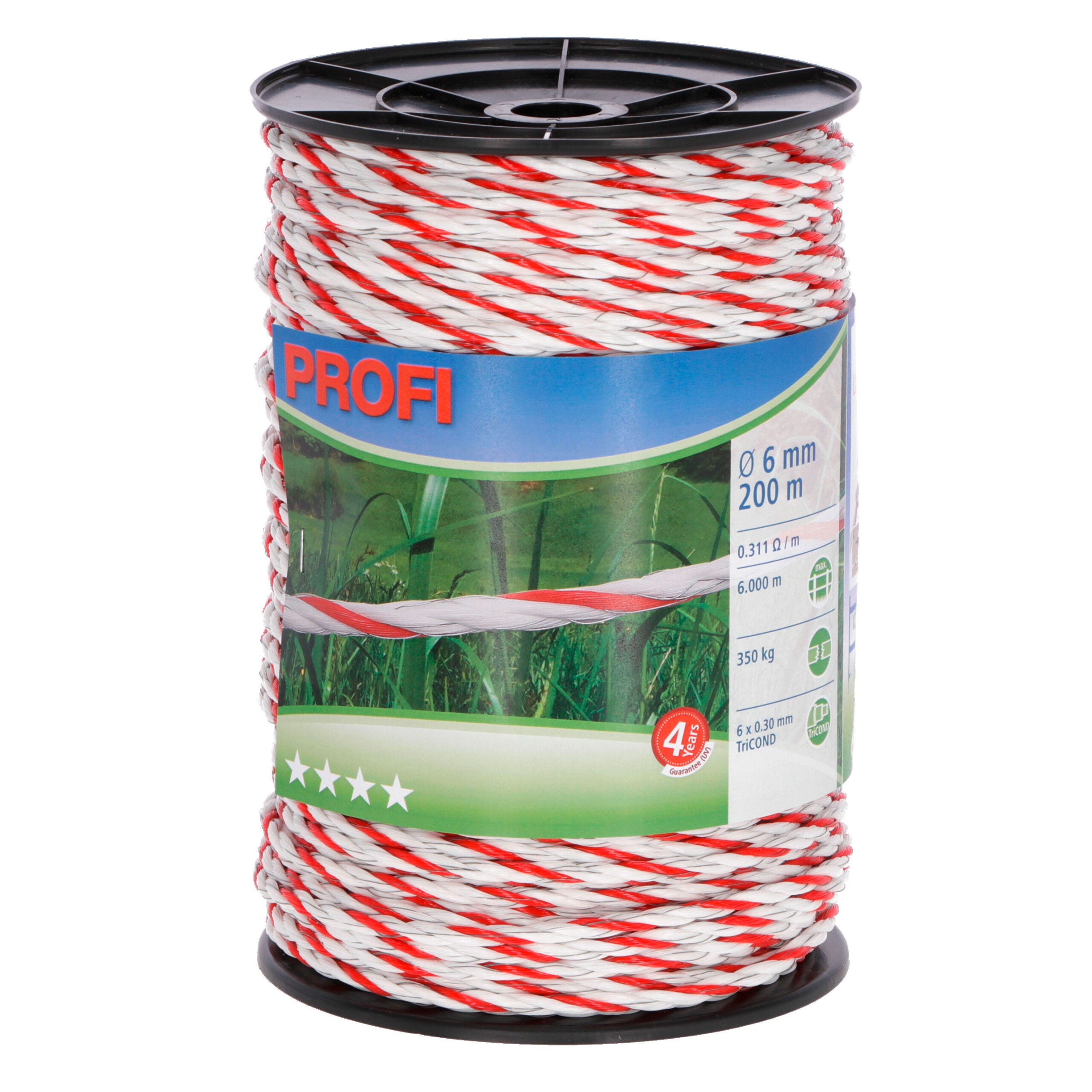 Euro Guard Weidezaunseil PROFI 6 mm, weiß/rot
