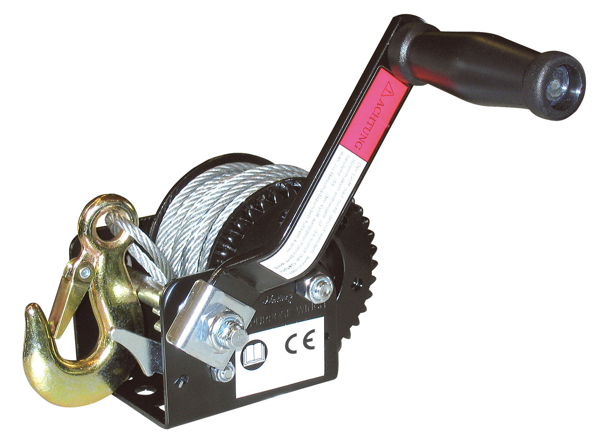 Seilwinde Hand Winch mit manueller Bremse, 10m Seil max. Zugbelastung 360 kg