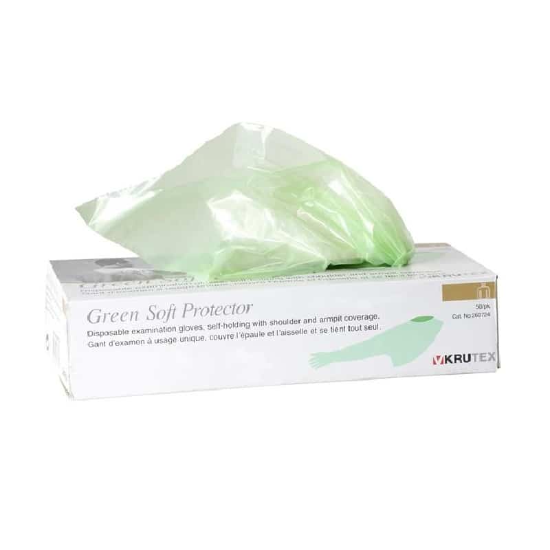 Armlength shoulder protector gloves soft green – box 50