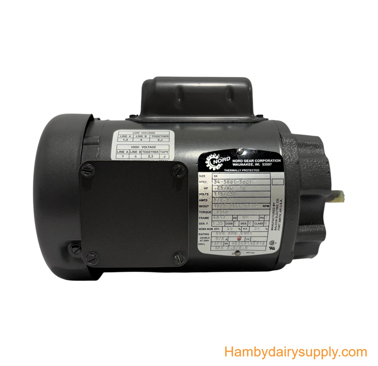 Motor Only for Nord Agitator Drive Dari-Kool, BouMatic Nord OEM 34-3881-5601