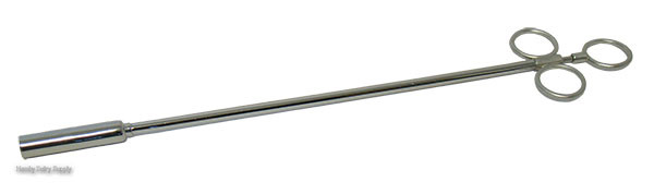Small Metal Bolus Gun with spring clip for calves, goats and sheep