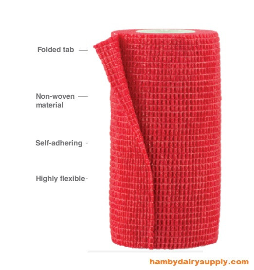 Red - Cohesive Flexible Bandage 4 inch x 5 yards stretched