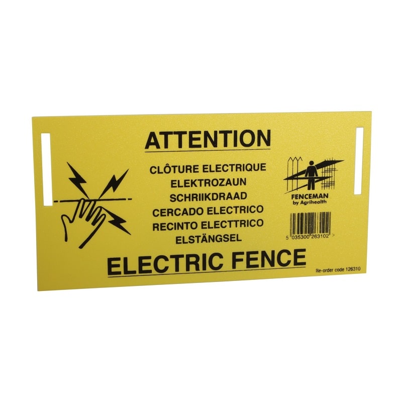 Fenceman electric fence warning sign