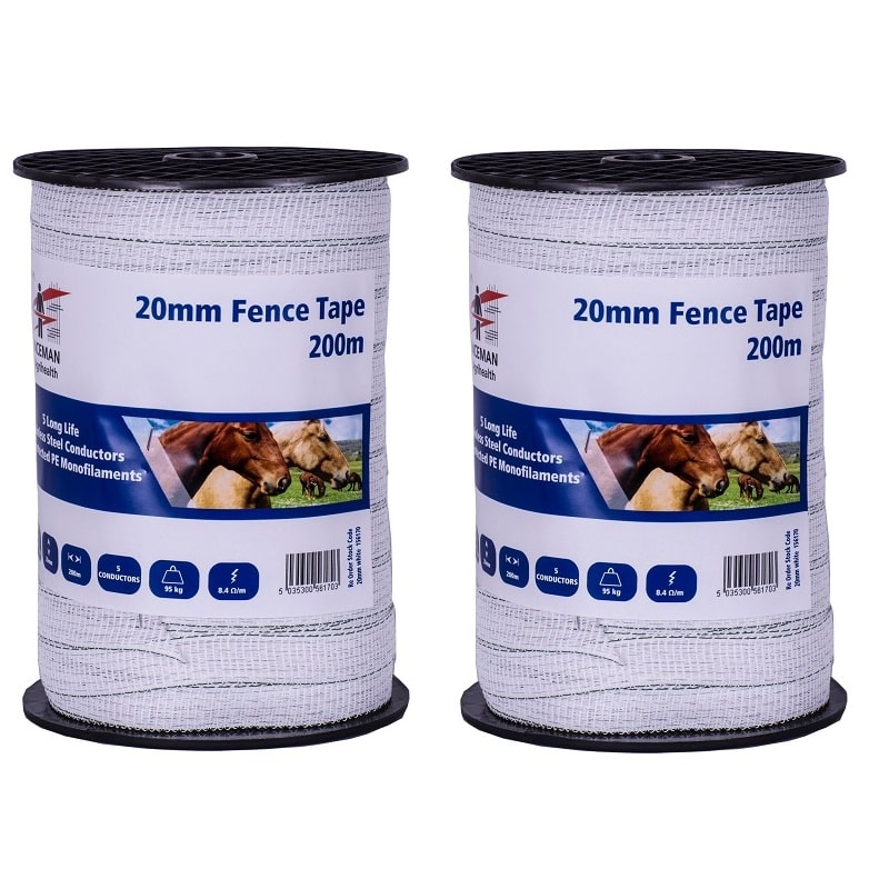 Fenceman 20mm Standard White Tape 200m Twin Pack