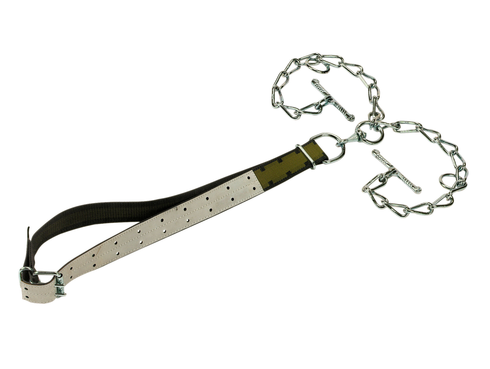 Jungbullenanbindung mit Kettenteil doppelt mit Wirbel, D-Ring und Knebel