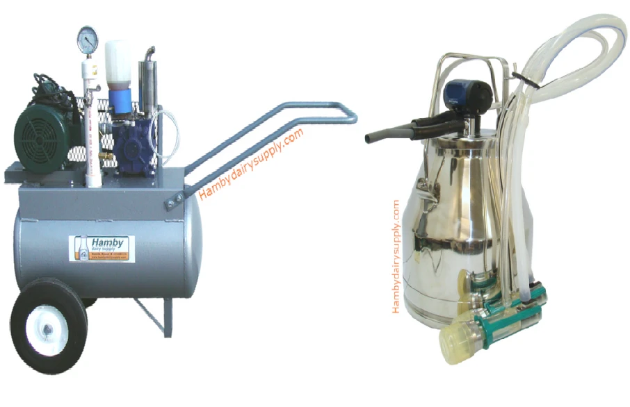 1 Goat Full Size GEA Top Flow Z Portable Bucket Milker Complete with 1/2 HP Pump - SS Bucket