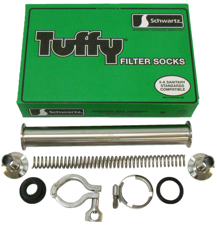 12 inch In-Line SS Milk Transfer Filter assembly for 3/4 ID Hose with 100 milk filters