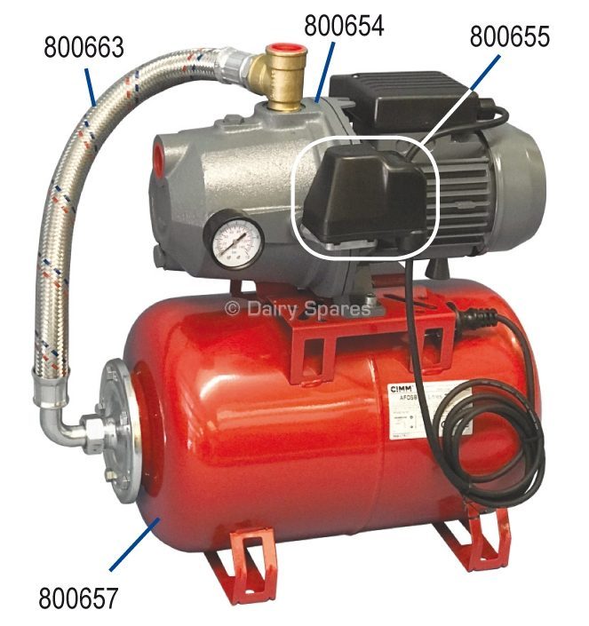 Water Pressure Kit c/w Pump, Hose, Gauge, Pressure Switch and Fittings. Max 65l/min @ 5mH 230V 1ph 0.75kW 1 HP IP44- 800619
