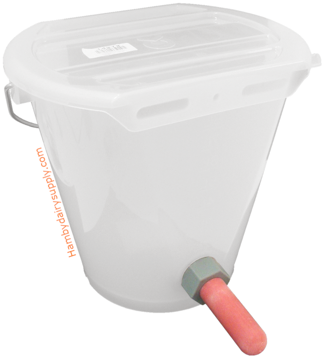Clearance - Calf bucket Feeder Euro style - with Nipple, Valve, and hanging bracket