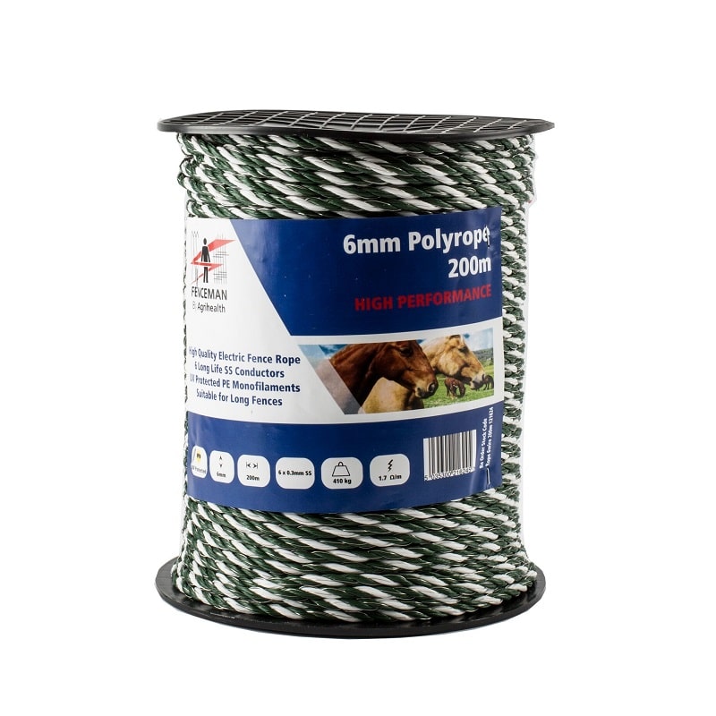 Fenceman 6mm super polyrope 200m grey /white