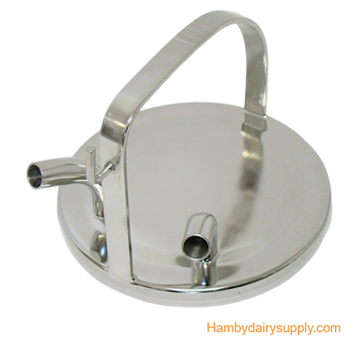1057 Stainless Steel Fresh Cow Lid 2 inlet for 5/8 hose - For Tall Handle buckets only 4999-1120-283