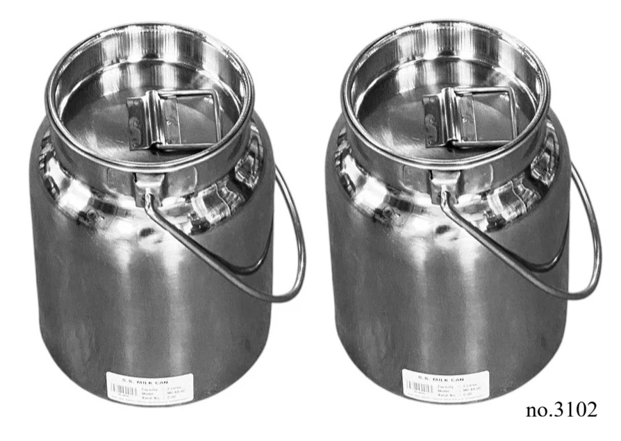 Sale! Pair -(box of 2) Scratch & Dent Stainless Steel Milk Storage Can 2 quart - 1/2 gallon