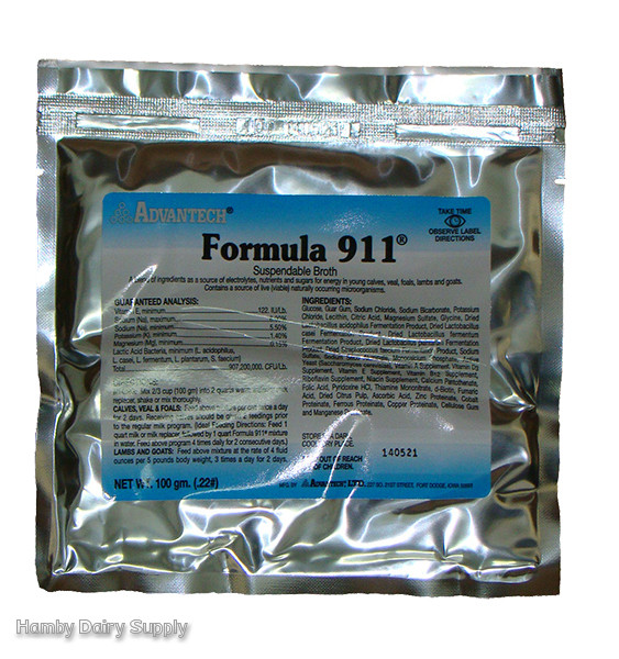 Formula 911® - 100gm packet for scours in calves, kids, lambs, foals, pigs, llamas and alpacas