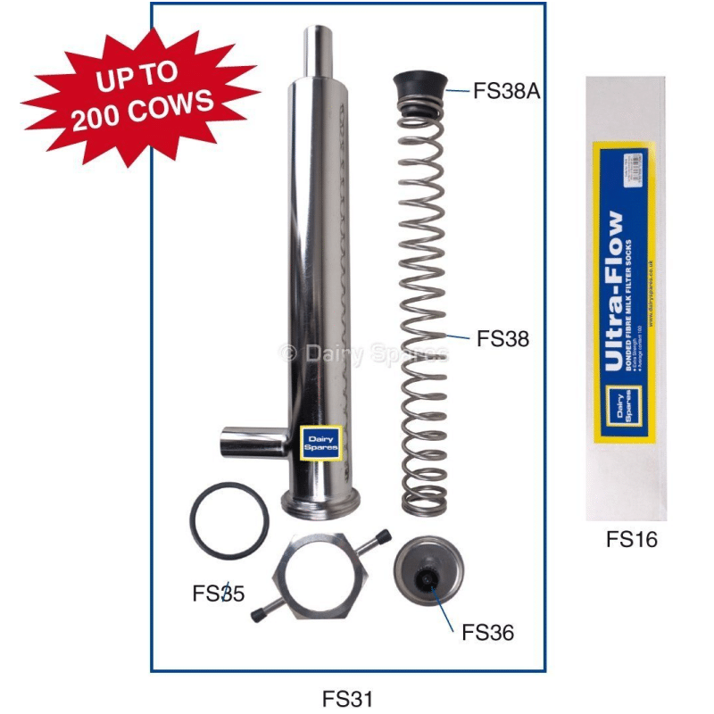Super Stainless Steel Milk Filter Up to 200 Cows (40mm Outlet) FS31