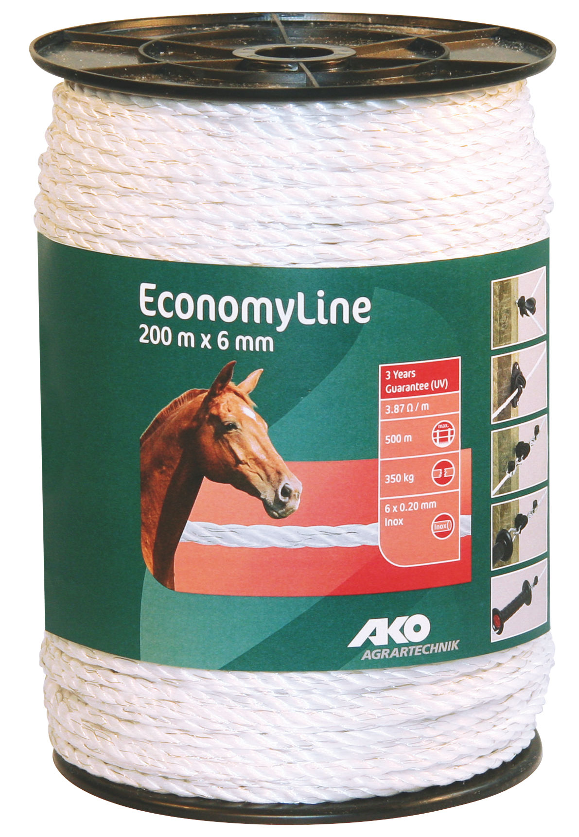 AKO Weidezaunseil EconomyLine 6 mm weiß