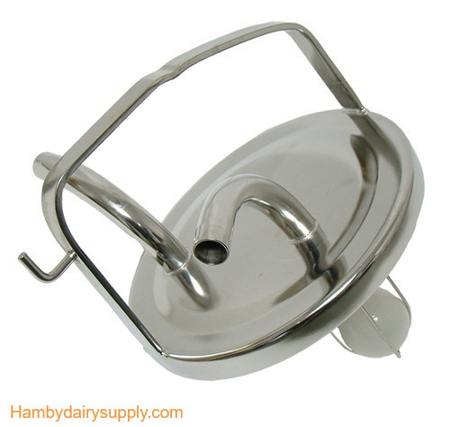Stainless Steel Fresh Cow Lid with check ball for 5/8 hose - Fits Short Handle Buckets ITP2619001