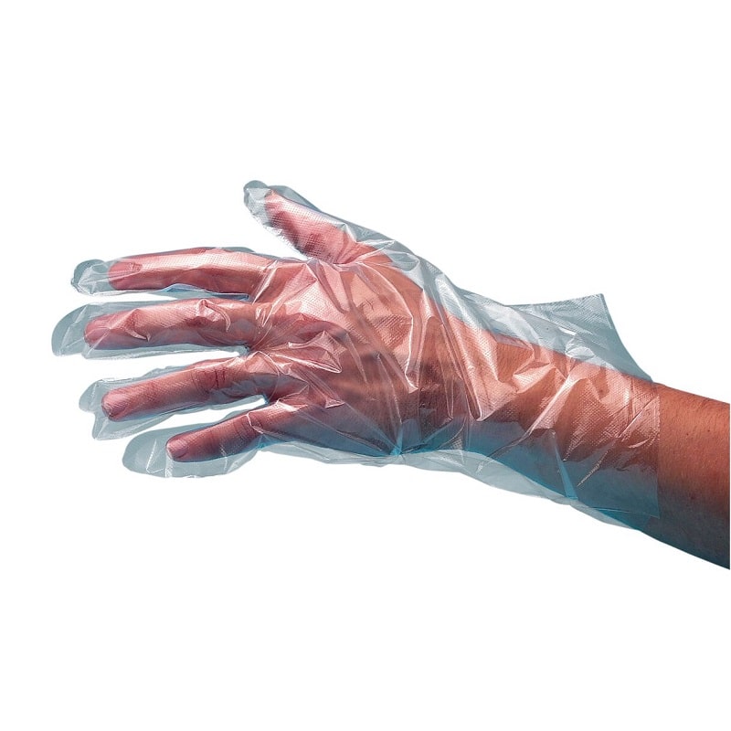 Disposable clear wrist length gloves one size – box 100