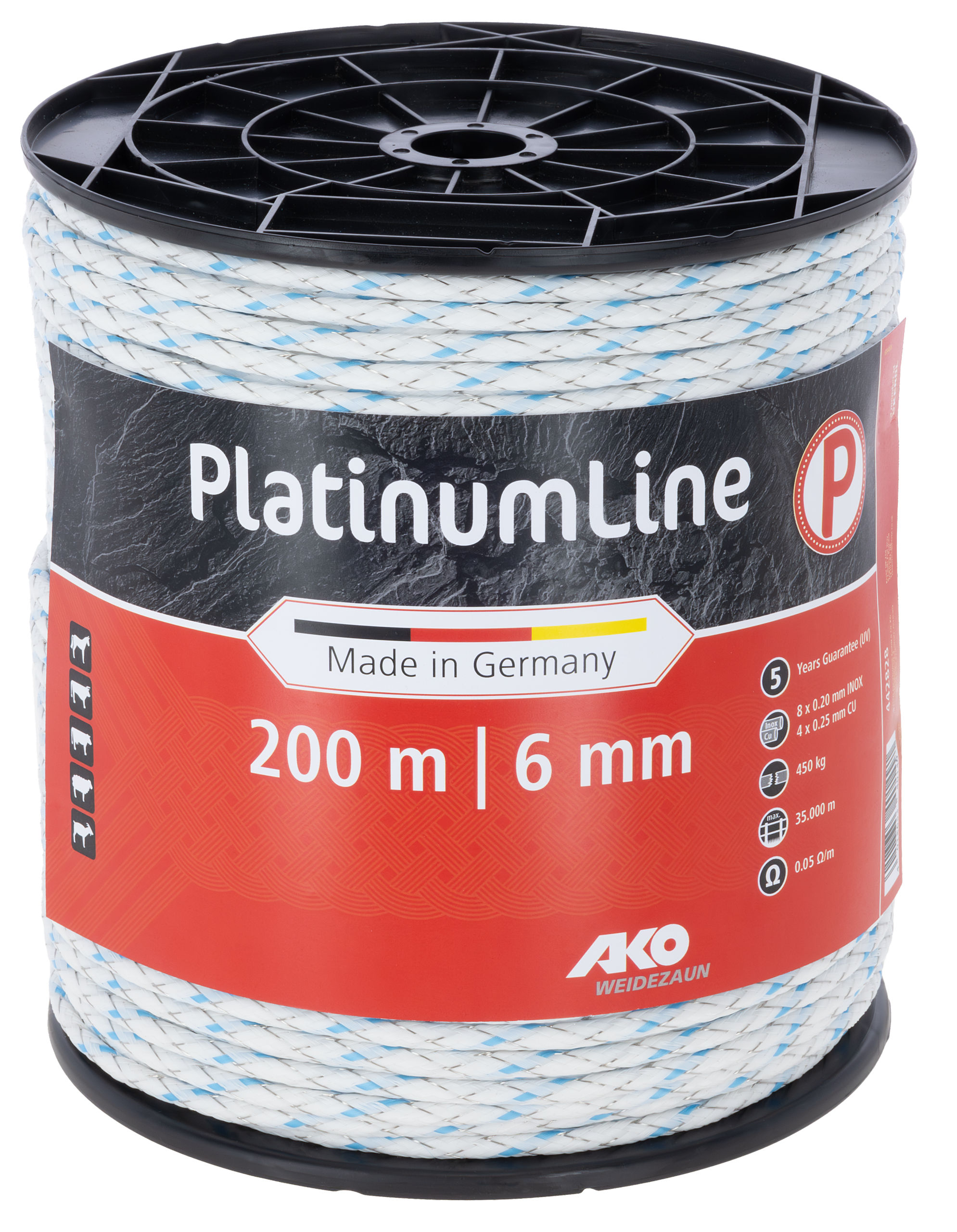 AKO Weidezaunseil PlatinumLine 6 mm weiß/blau