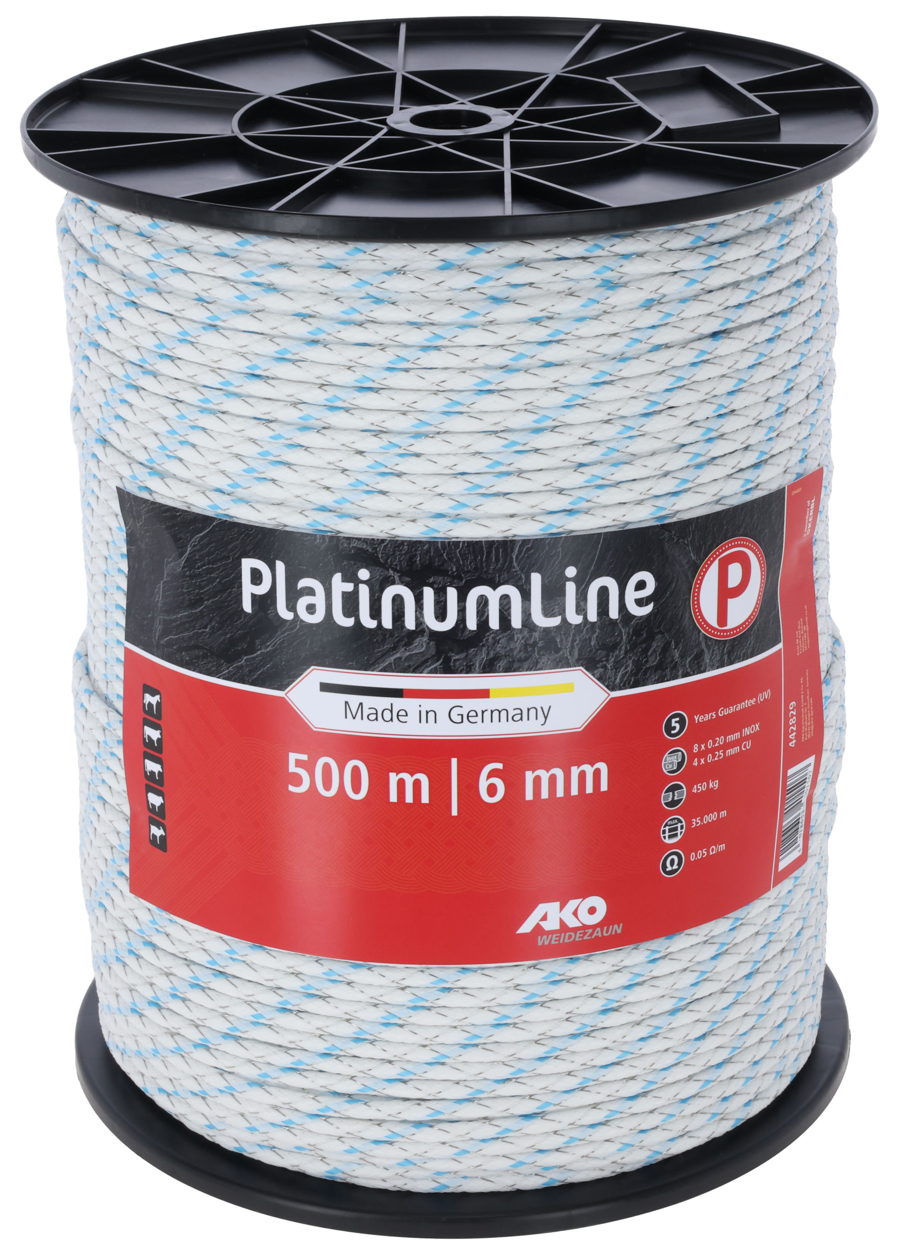 AKO Weidezaunseil PlatinumLine 6 mm weiß/blau