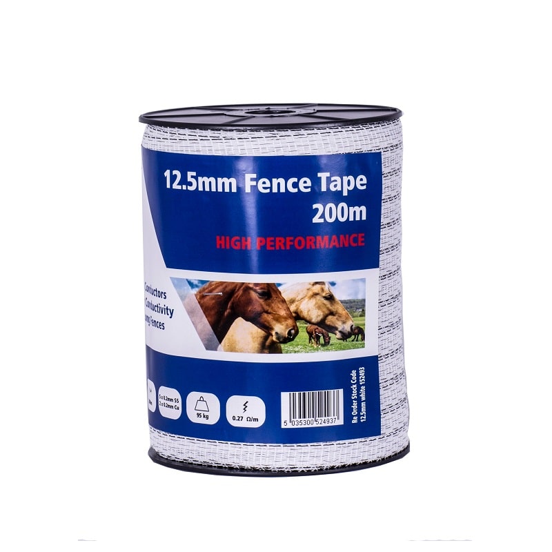 Fenceman 12.5mm high performance white tape 200m