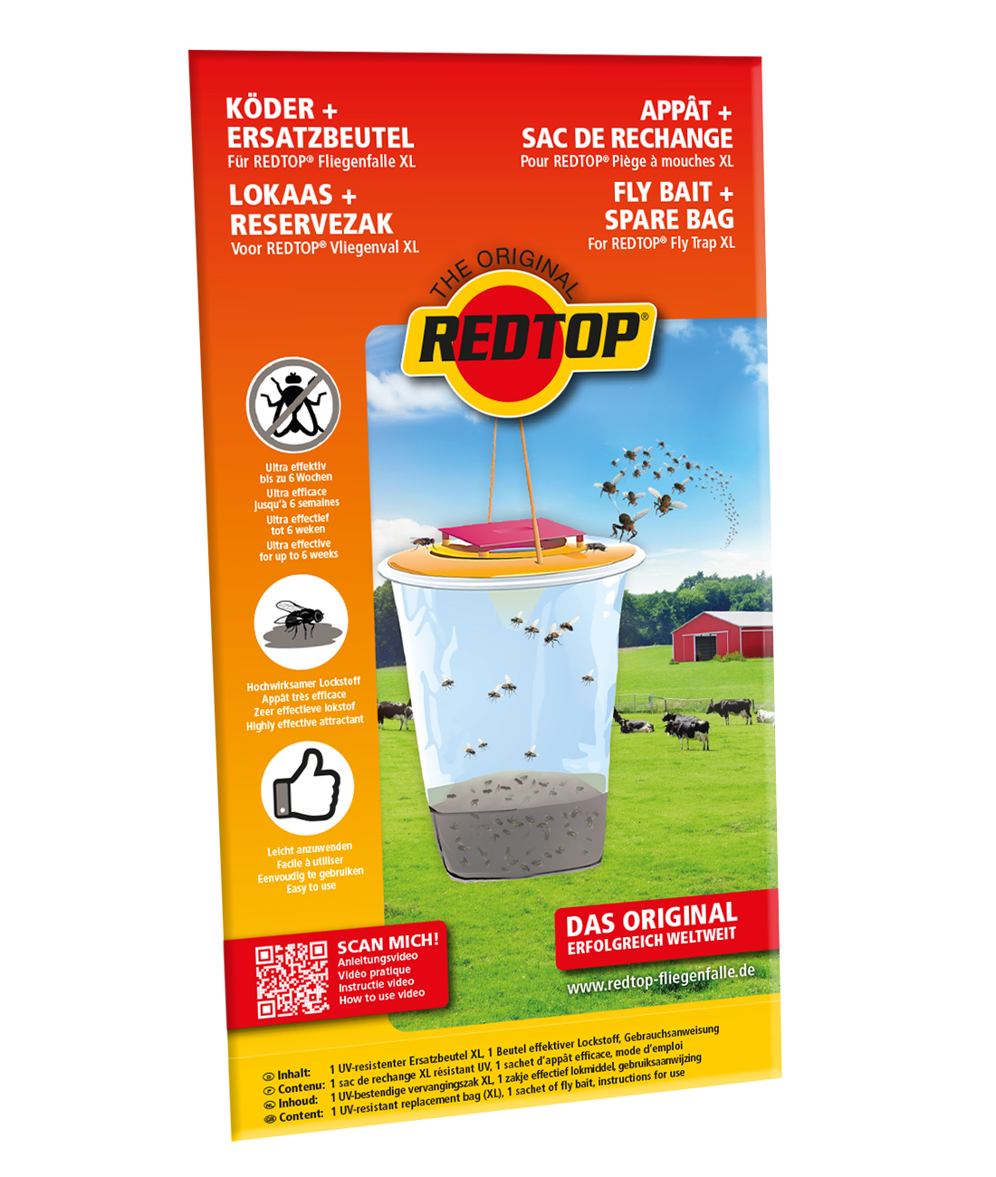 REDTOP® Fliegenfalle "Standard" 8L Nachfüllpack XL (Beutel + Köder)