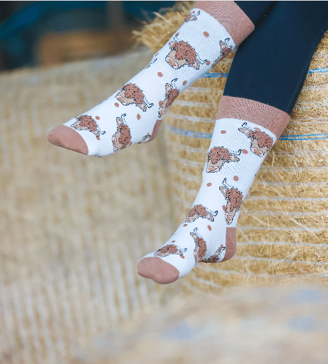 Country Moos Highland Cow Crew Socks