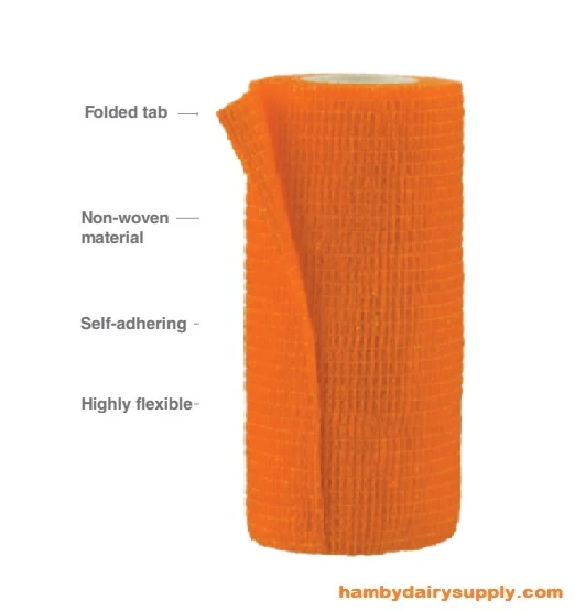 Orange - Cohesive Flexible Bandage 4 inch x 5 yards stretched