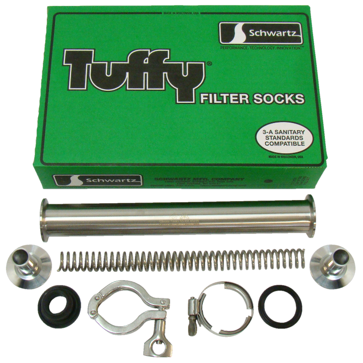 12 inch In-Line SS Milk Transfer Filter assembly for 5/8 ID Hose with 100 milk filters ID 1090-005FT