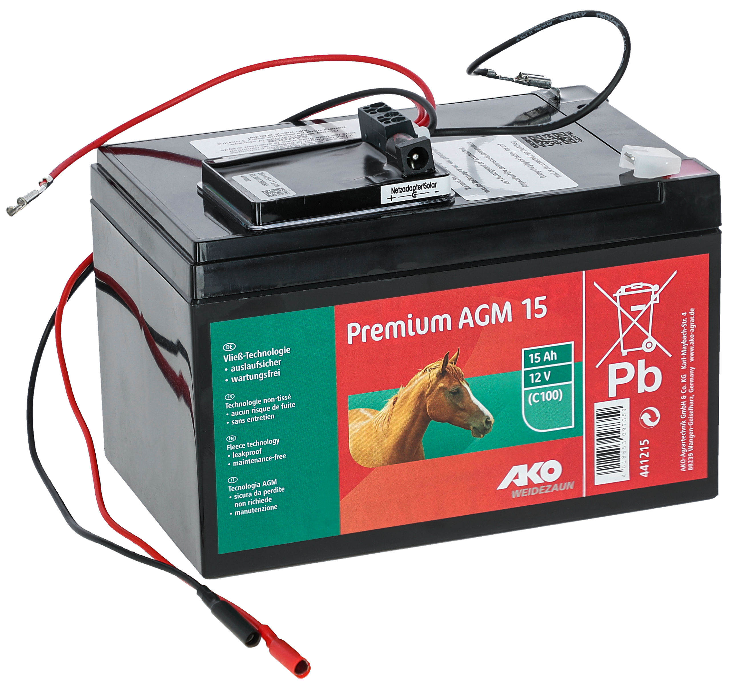 AKO Premium AGM Batterie 12 Volt 15 Ah Komplettset C100