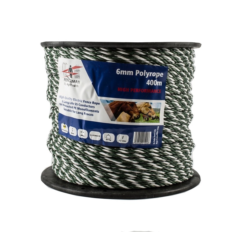 Fenceman 6mm super polyrope 400m grey / white