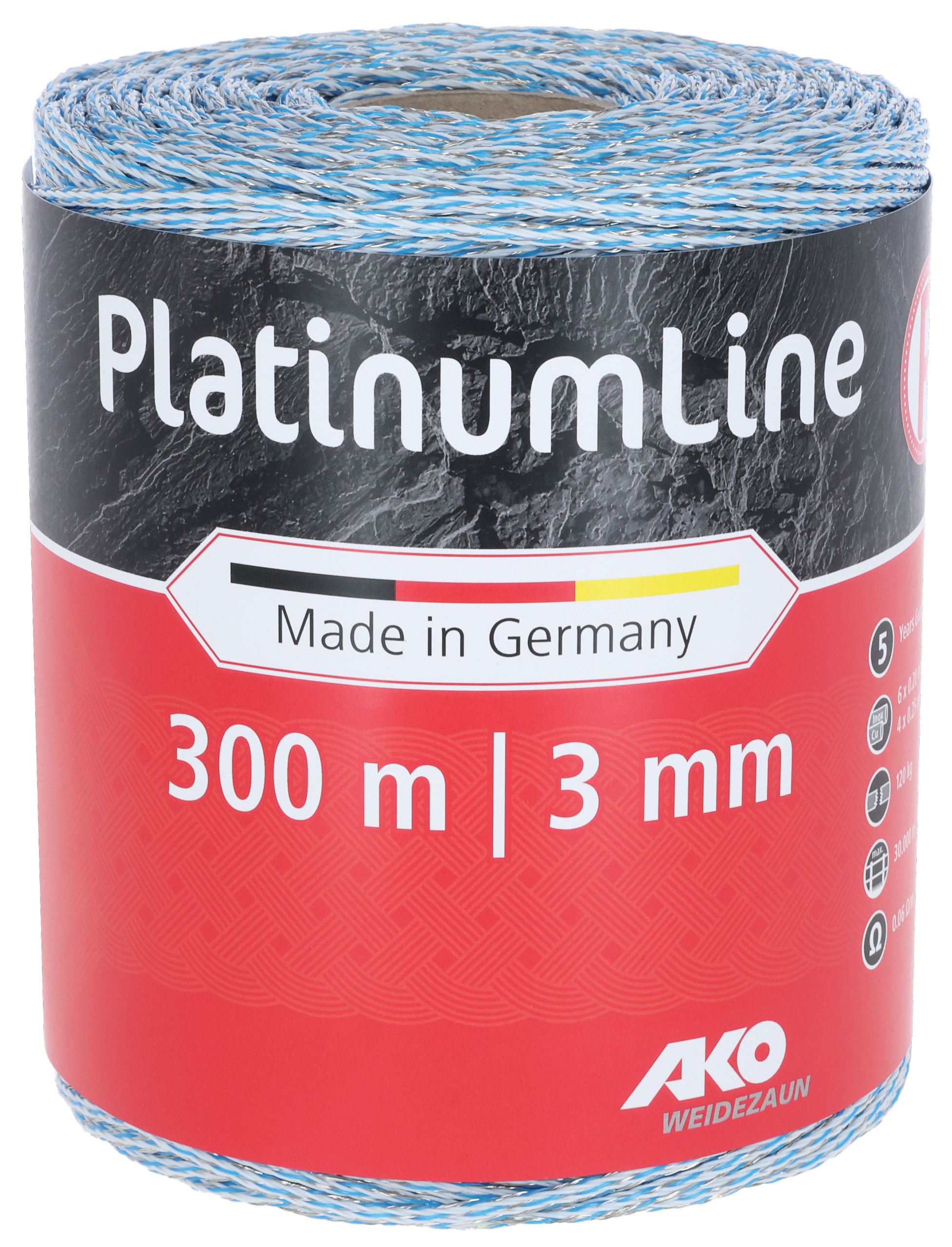 AKO Weidezaunlitze PlatinumLine weiß/blau
