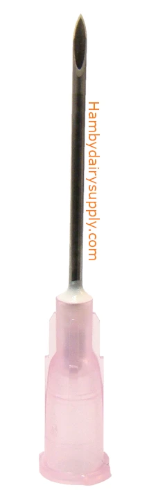 18 Gauge x 1 inch needles (box of 100) Pink Poly Hub