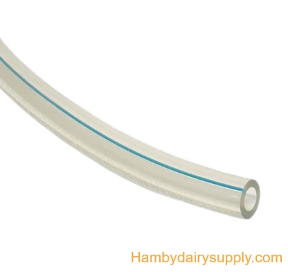 9/16 ID 18M Clear Milk Hose / Tubing per foot with blue stripe 4999-1090-003