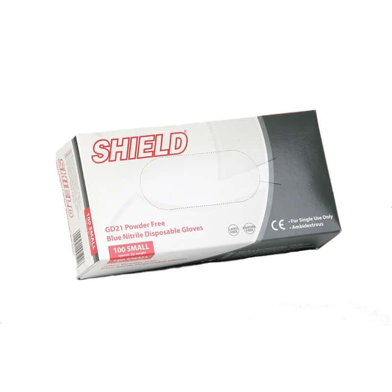 Bodyguard sheild powder free blue nitrile gloves – box of 100