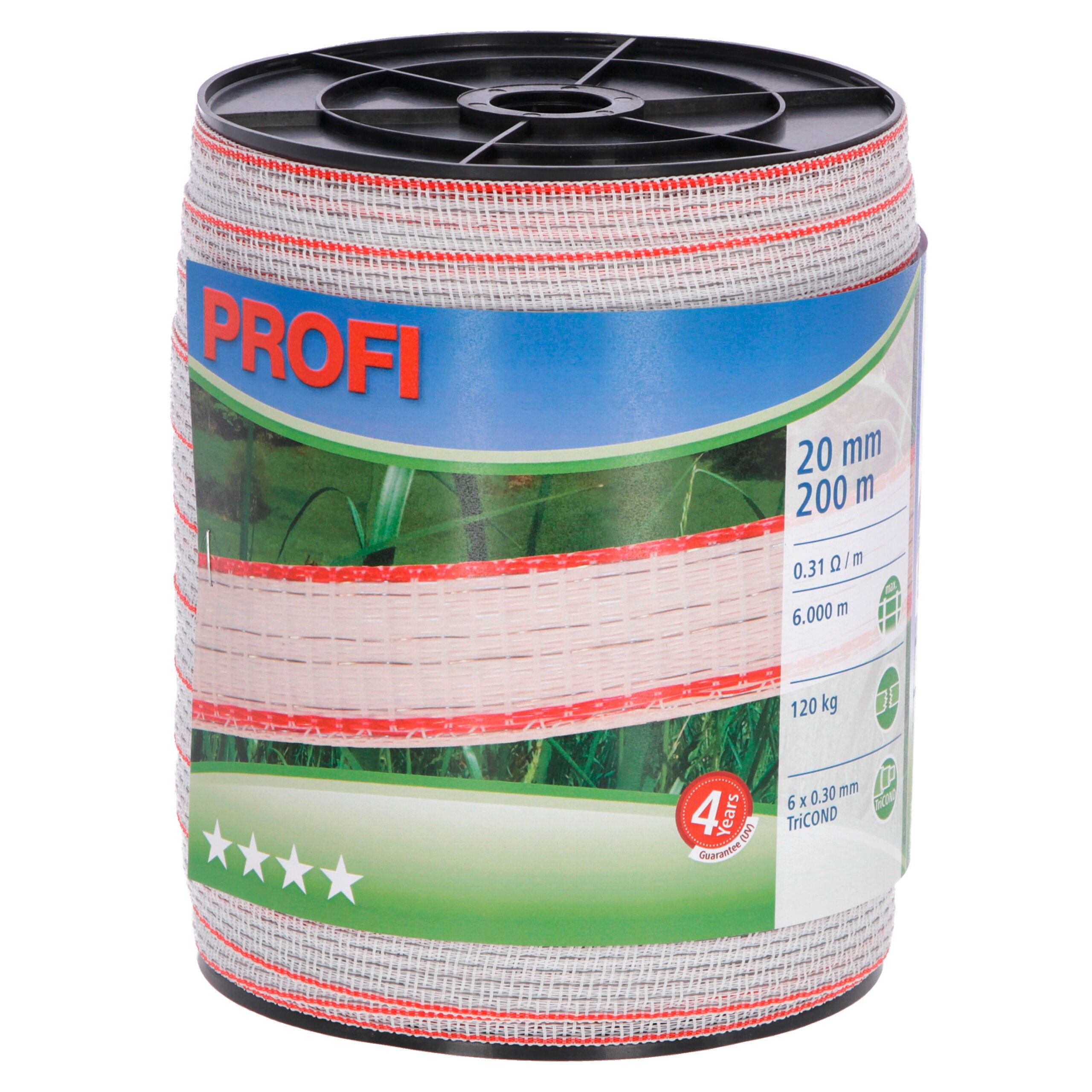 Euro Guard Weidezaunband PROFI 20 mm, weiß/rot | 200 m
